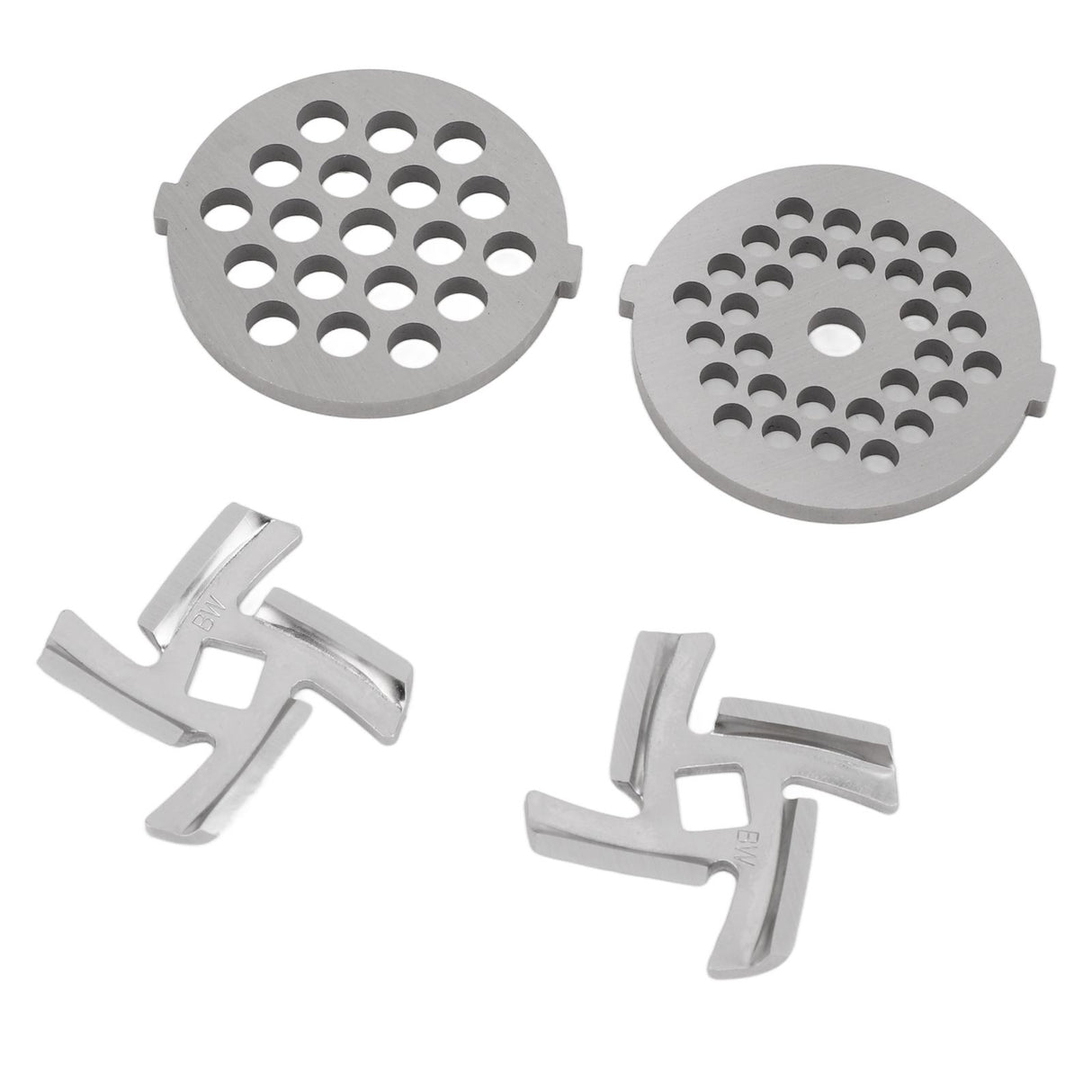Stainless Steel Meat Grinder Plate Discs Grinding Blades for Food Grinder Attachment 2 Sharp Blades 2 Cutting Plates