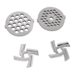 Stainless Steel Meat Grinder Plate Discs Grinding Blades for Food Grinder Attachment 2 Sharp Blades 2 Cutting Plates