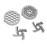 Stainless Steel Meat Grinder Plate Discs Grinding Blades for Food Grinder Attachment 2 Sharp Blades 2 Cutting Plates