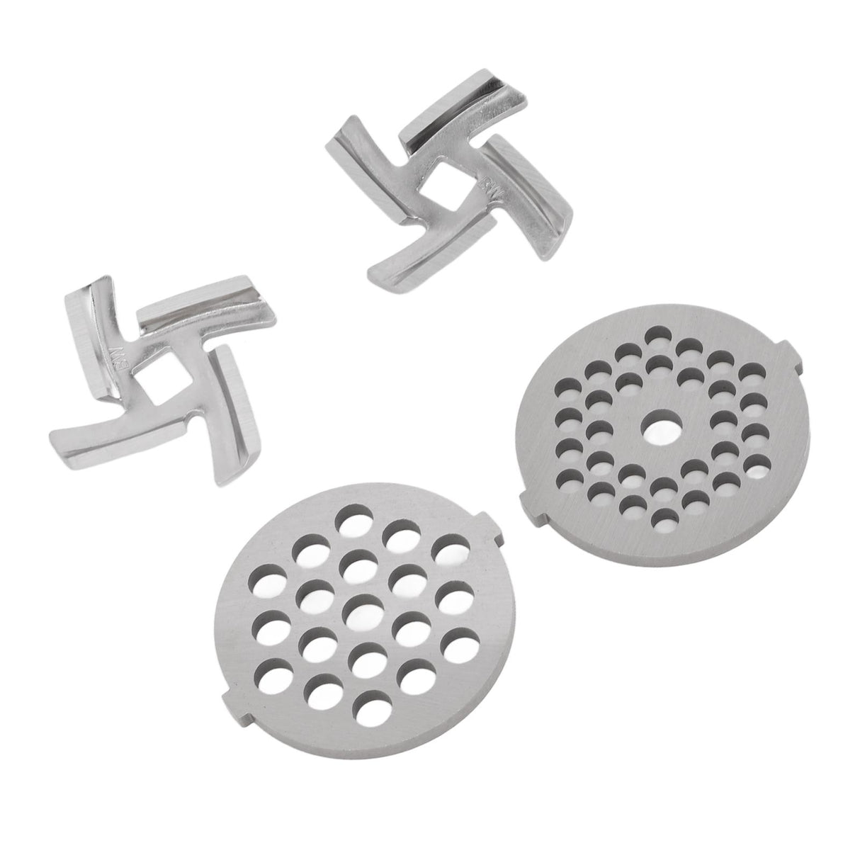 Stainless Steel Meat Grinder Plate Discs Grinding Blades for Food Grinder Attachment 2 Sharp Blades 2 Cutting Plates