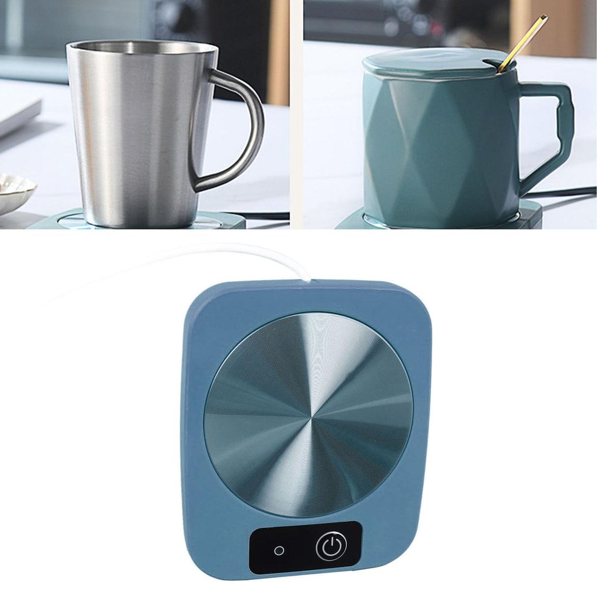 Coffee Warmer Smart Constant Temperature USB Powered Portable Mug Warmer for Office Travel Home Blue