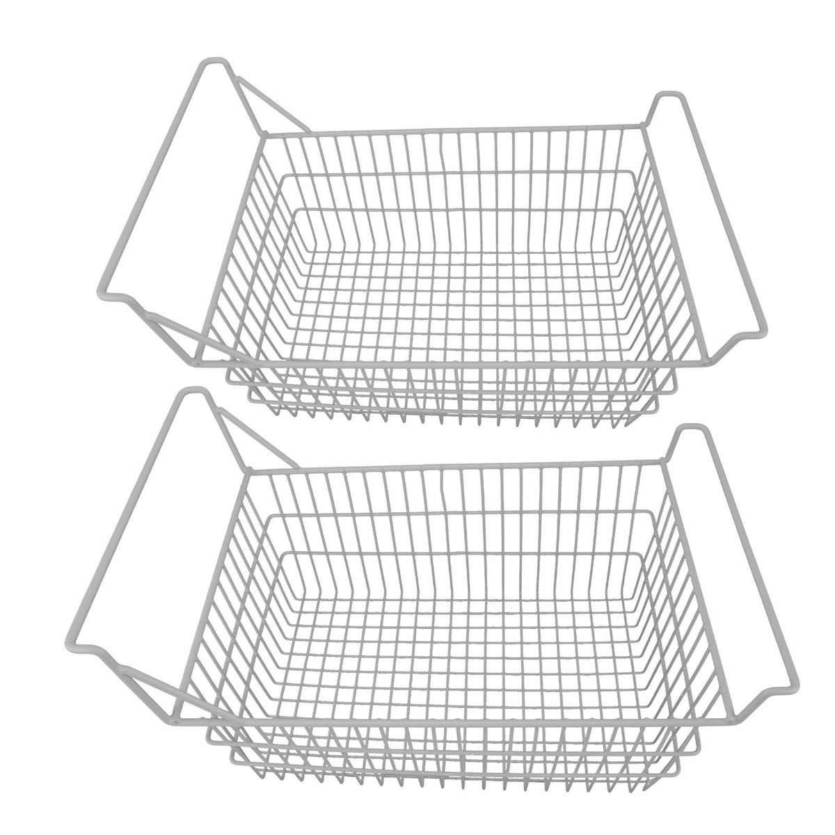 2pcs Freezer Baskets for Chest Freezer Household Wire Storage Basket Bins Organizer with High Low Handles for Kitchen Pantry Cabinet 50x24cm / 19.7x9.4in