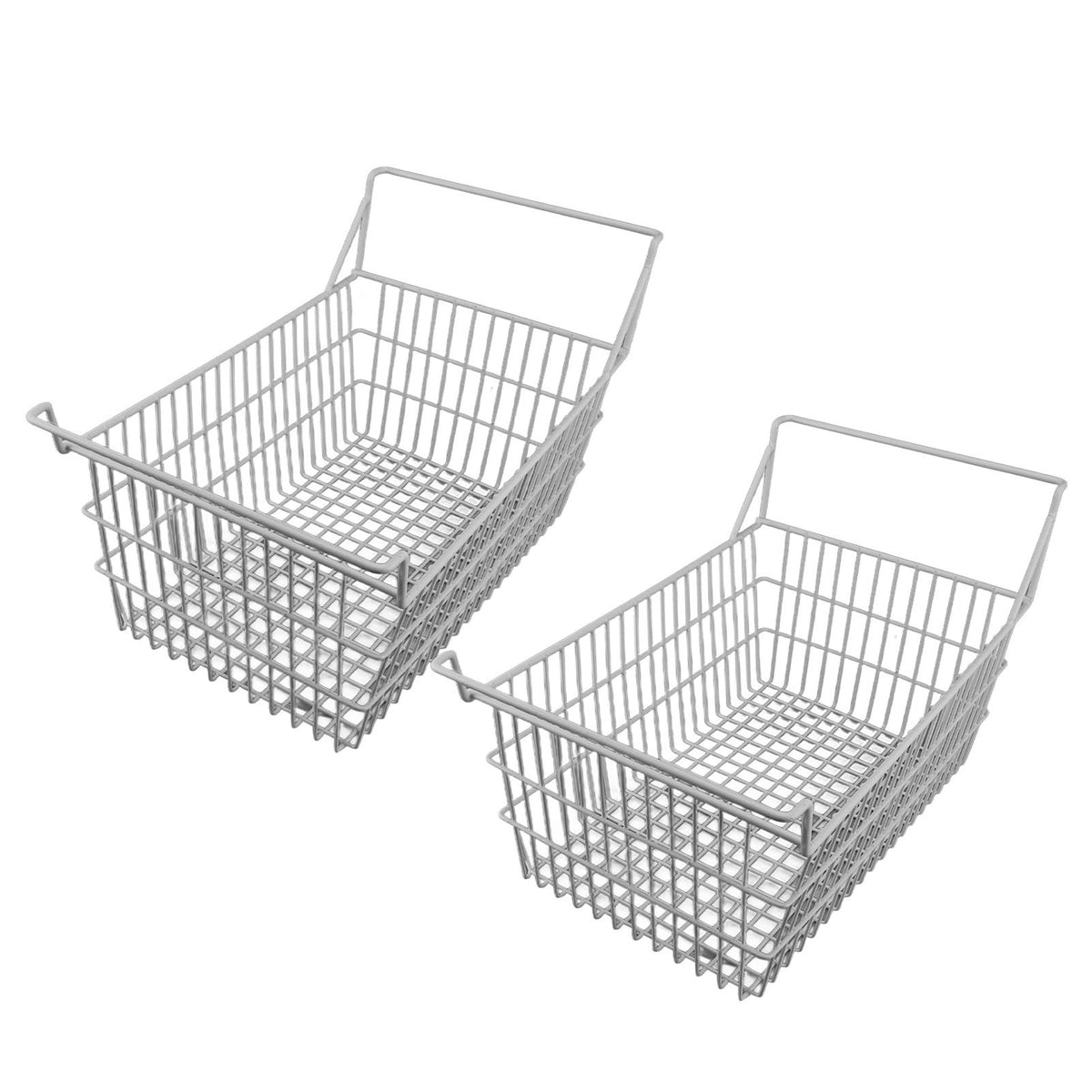 2pcs Freezer Baskets for Chest Freezer Household Wire Storage Basket Bins Organizer with High Low Handles for Kitchen Pantry Cabinet 50x24cm / 19.7x9.4in