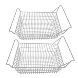 2pcs Freezer Baskets for Chest Freezer Household Wire Storage Basket Bins Organizer with High Low Handles for Kitchen Pantry Cabinet 50x24cm / 19.7x9.4in - Rear View