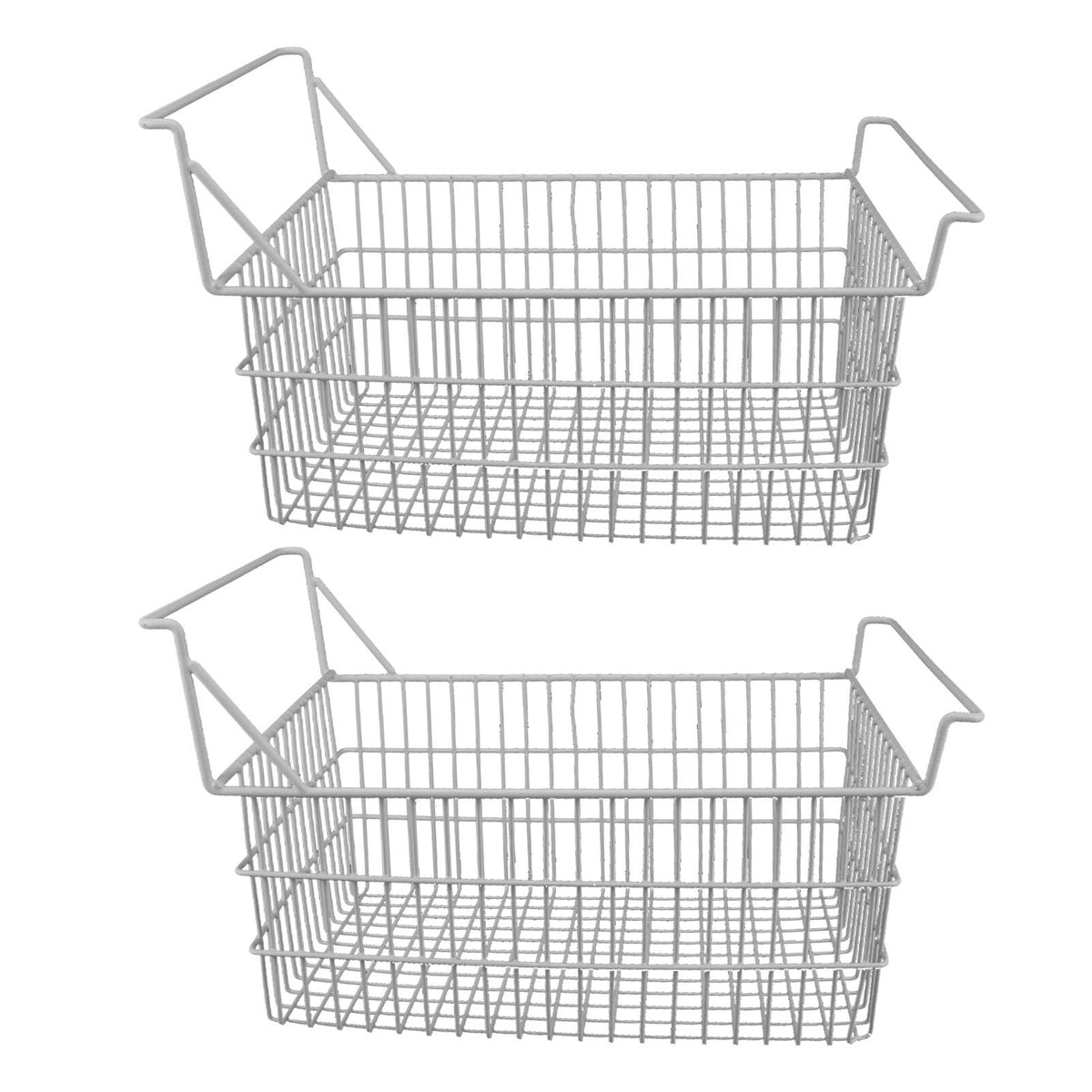 2pcs Freezer Baskets for Chest Freezer Household Wire Storage Basket Bins Organizer with High Low Handles for Kitchen Pantry Cabinet 50x24cm / 19.7x9.4in