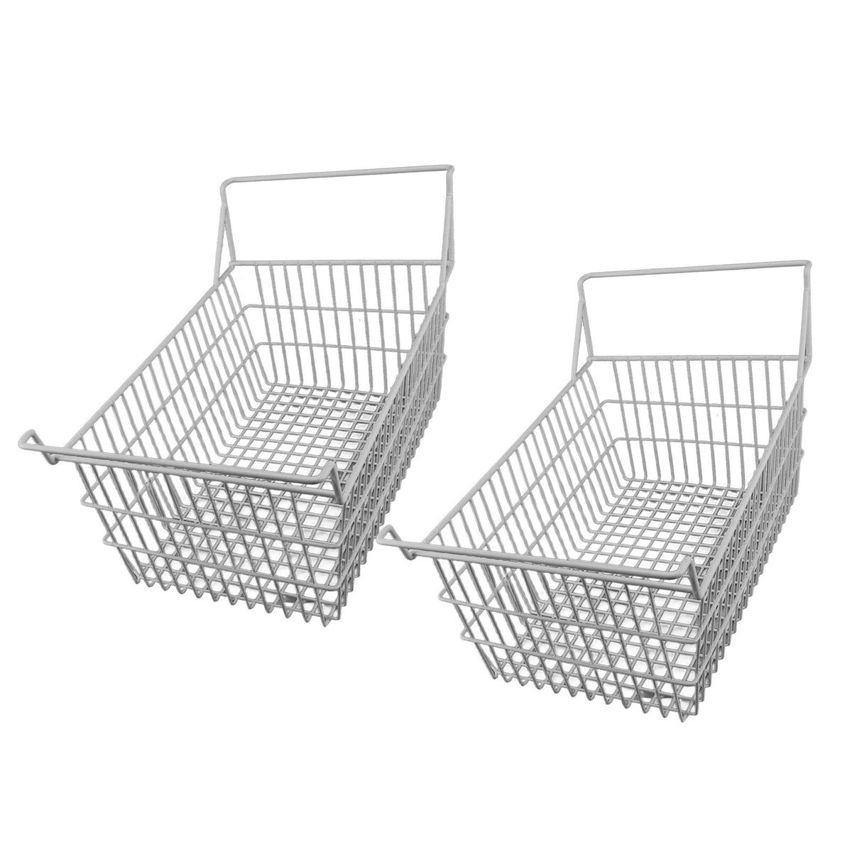 2pcs Freezer Baskets for Chest Freezer Household Wire Storage Basket Bins Organizer with High Low Handles for Kitchen Pantry Cabinet 50x24cm / 19.7x9.4in