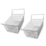 2pcs Freezer Baskets for Chest Freezer Household Wire Storage Basket Bins Organizer with High Low Handles for Kitchen Pantry Cabinet 50x24cm / 19.7x9.4in - Low Angle