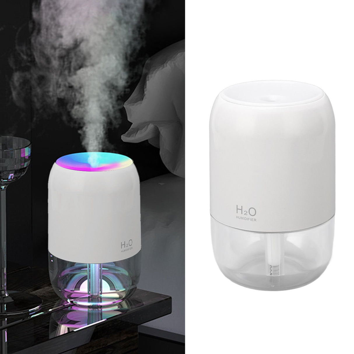 200ml Aromatherapy Diffuser Aroma Diffuser Aromatherapy Machine Mist Humidifier with 7 Colorful Ambient Lights for Household Bedroom Car Desktop White