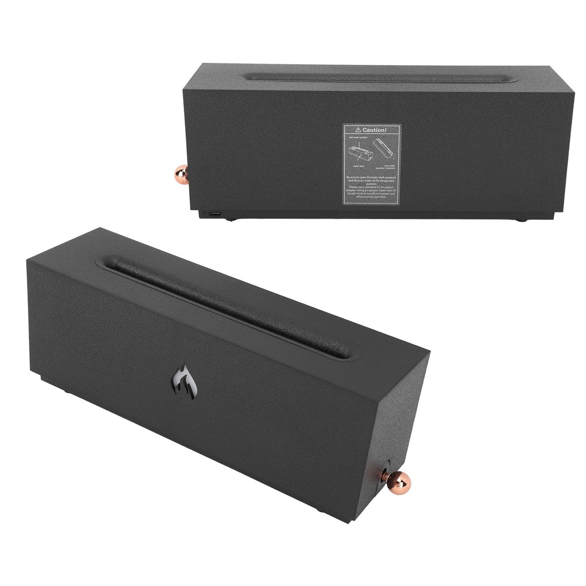 Flame Air Diffuser 3D Fireplace Appearance Multi Colored Fire Automatic Power Off Protection 320ml Silent Flame Mist Air Humidifier for Bedroom Office Black