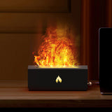 Flame Air Diffuser 3D Fireplace Appearance Multi Colored Fire Automatic Power Off Protection 320ml Silent Flame Mist Air Humidifier for Bedroom Office Black