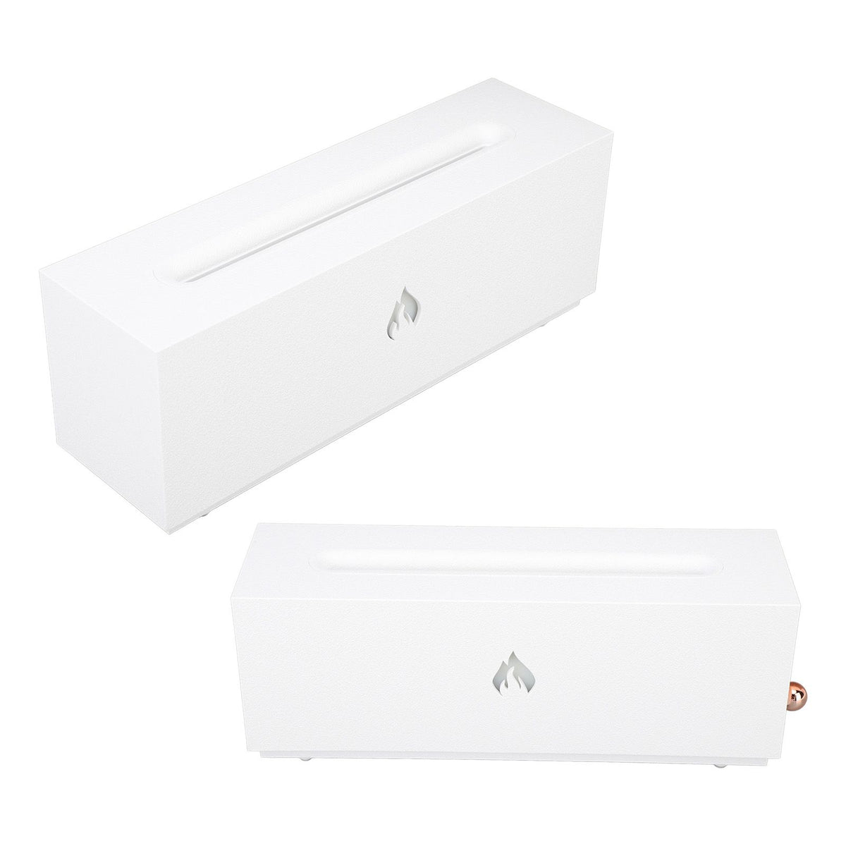 Flame Air Diffuser 3D Fireplace Appearance Multi Colored Fire Automatic Power Off Protection 320ml Silent Flame Mist Air Humidifier for Bedroom Office White