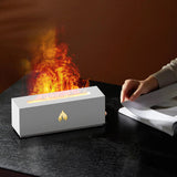 Flame Air Diffuser 3D Fireplace Appearance Multi Colored Fire Automatic Power Off Protection 320ml Silent Flame Mist Air Humidifier for Bedroom Office White