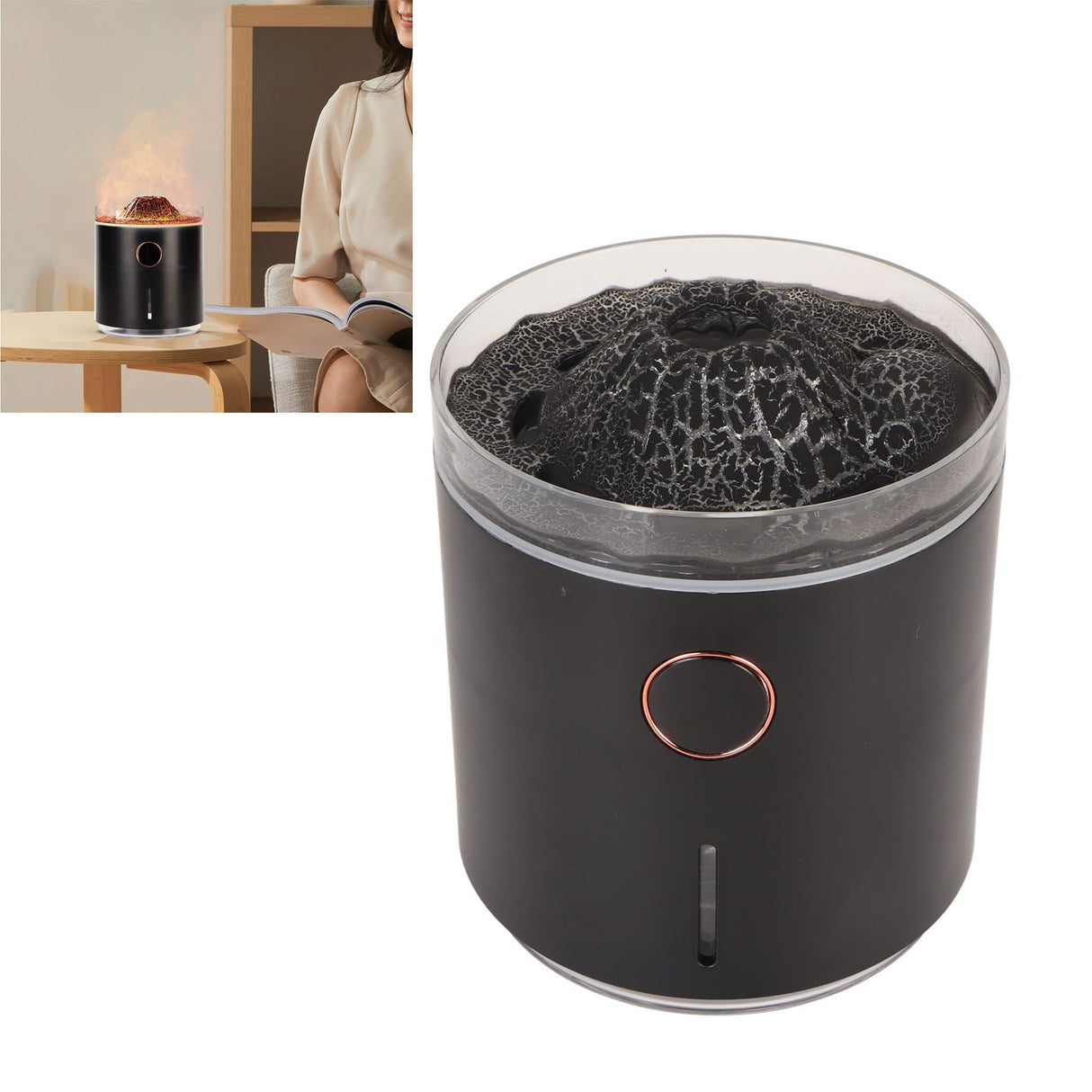 Aromatherapy Mist Diffuser Intelligent Multifunctional Timing Atomizing Flame Humidifier for Bedroom Living Room White