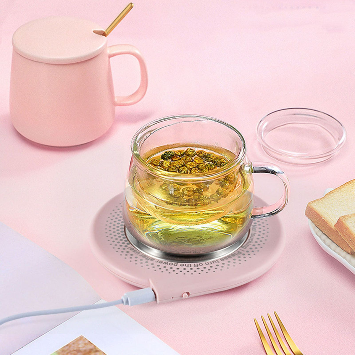 Electric Cup Warmer USB Automatic Power Off 55°C 8cm Electric Mug Heating Pad for Heating Coffee Beverages Milk Tea Hot Chocolate
