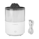 Essential Oil Diffuser Humidifier Simulation Volcano 200ml with Colorful Light Low Noise Desktop Humidifier for Home Bedroom Office White