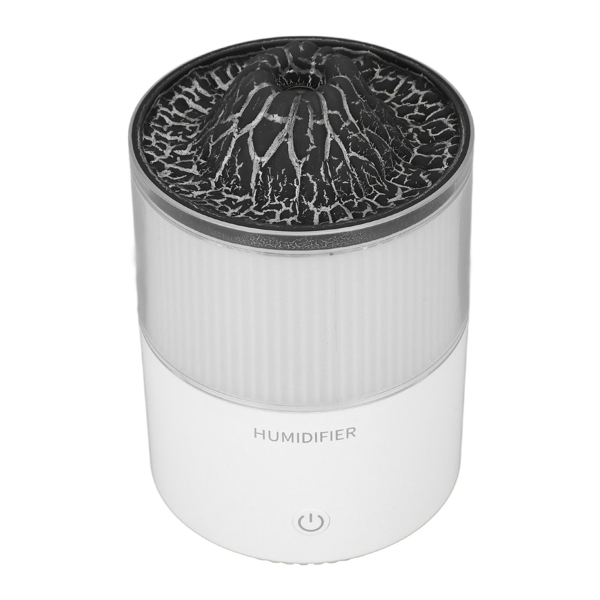 Essential Oil Diffuser Humidifier Simulation Volcano 200ml with Colorful Light Low Noise Desktop Humidifier for Home Bedroom Office White