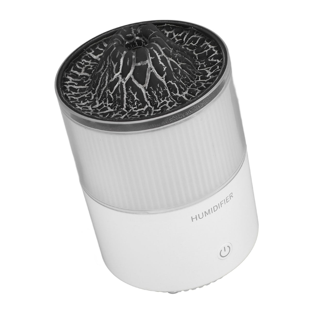 Essential Oil Diffuser Humidifier Simulation Volcano 200ml with Colorful Light Low Noise Desktop Humidifier for Home Bedroom Office White