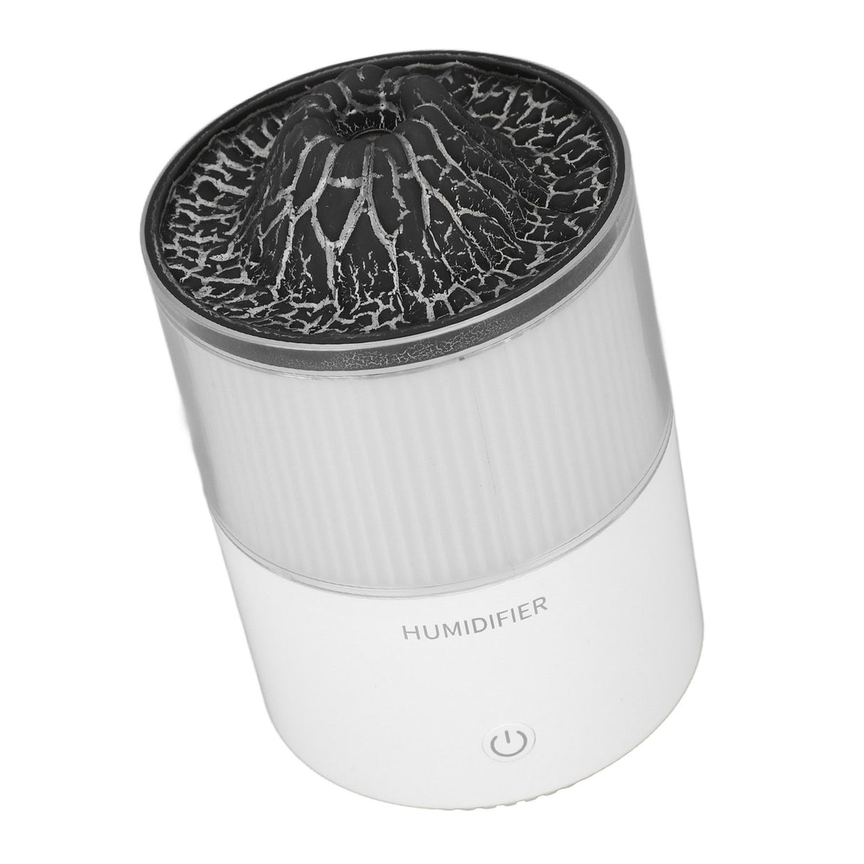 Essential Oil Diffuser Humidifier Simulation Volcano 200ml with Colorful Light Low Noise Desktop Humidifier for Home Bedroom Office White