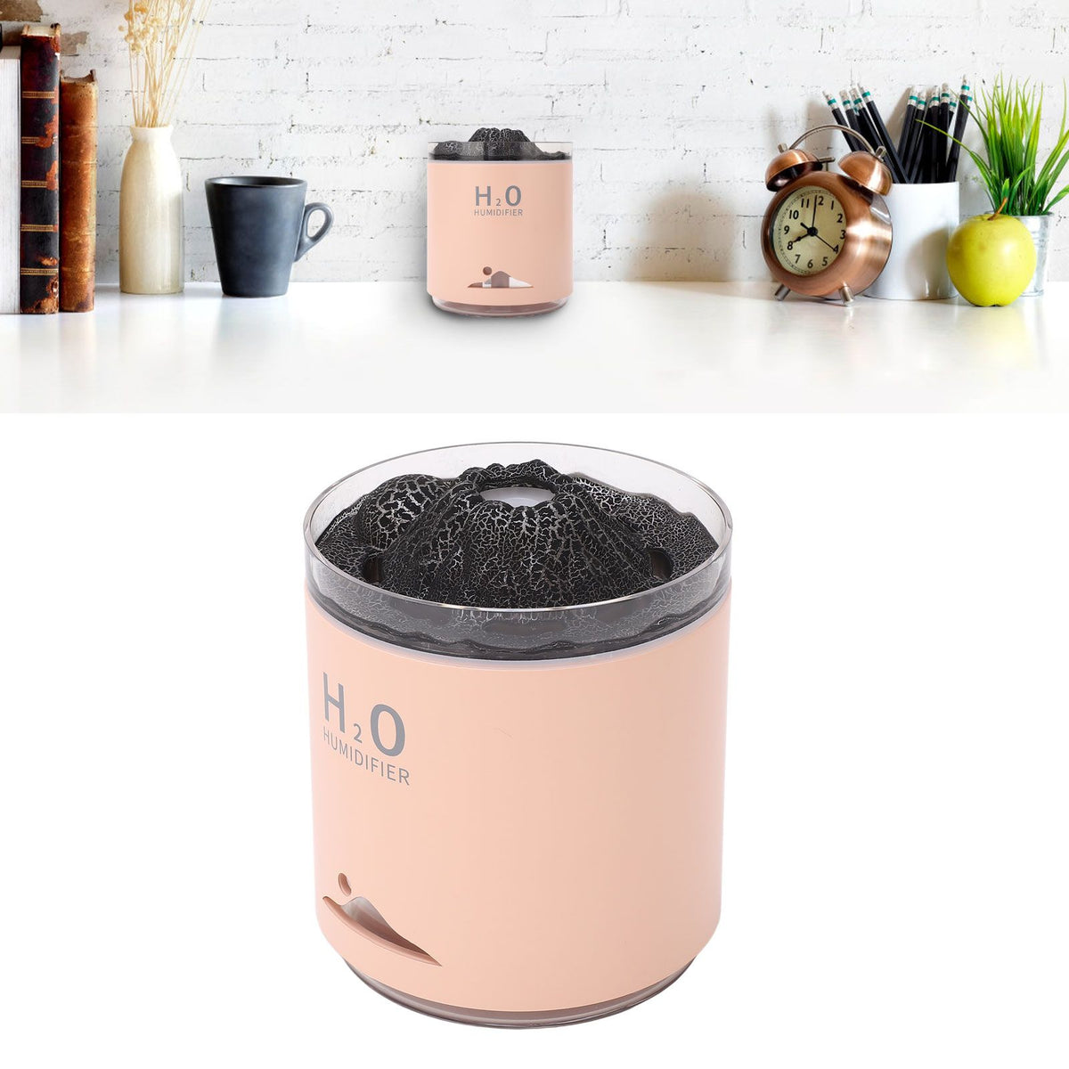 Essential Oil Diffuser Large Capacity Colorful Volcano Appearance Night Light Aromatherapy Oil Humidity Diffuser Pink
