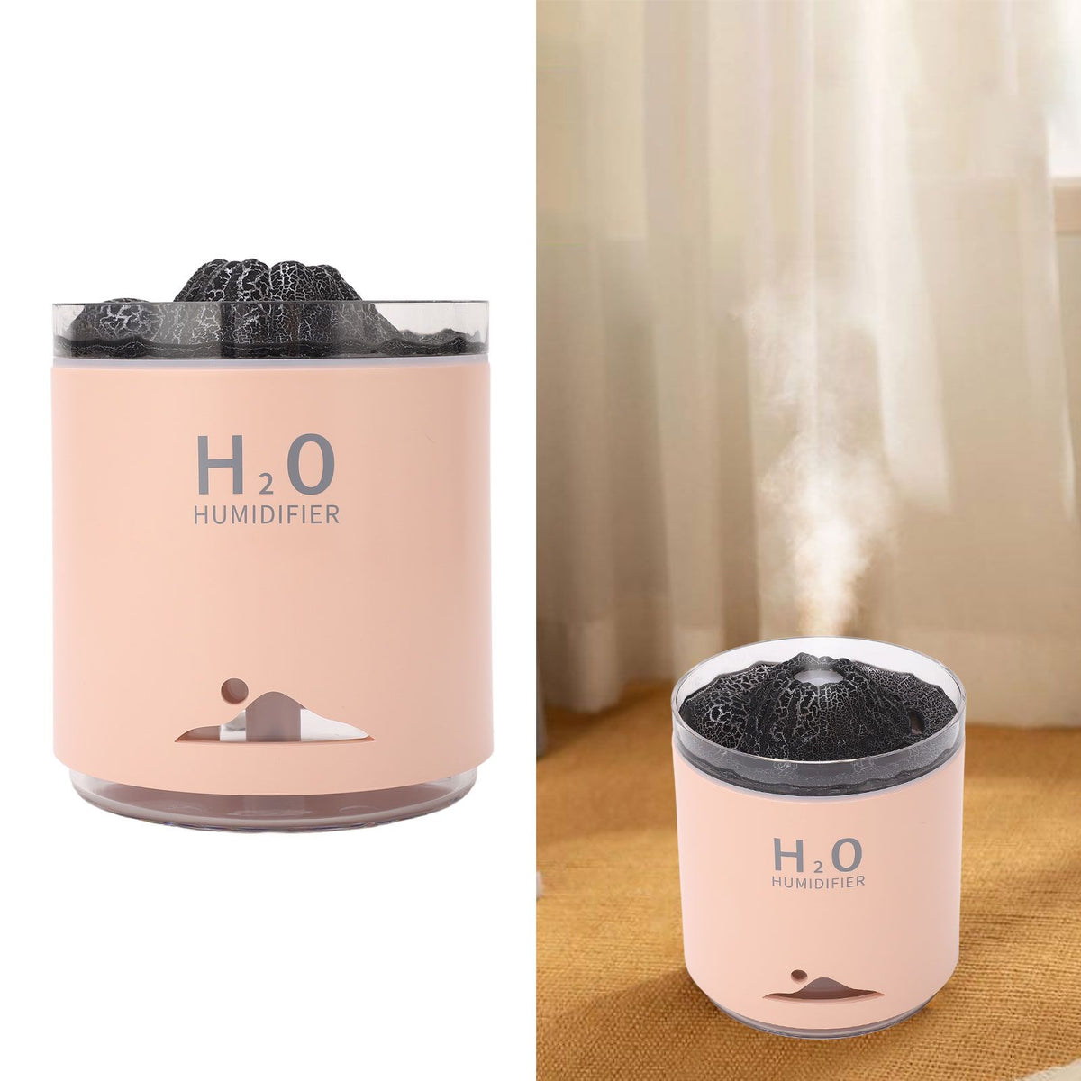Essential Oil Diffuser Large Capacity Colorful Volcano Appearance Night Light Aromatherapy Oil Humidity Diffuser Pink