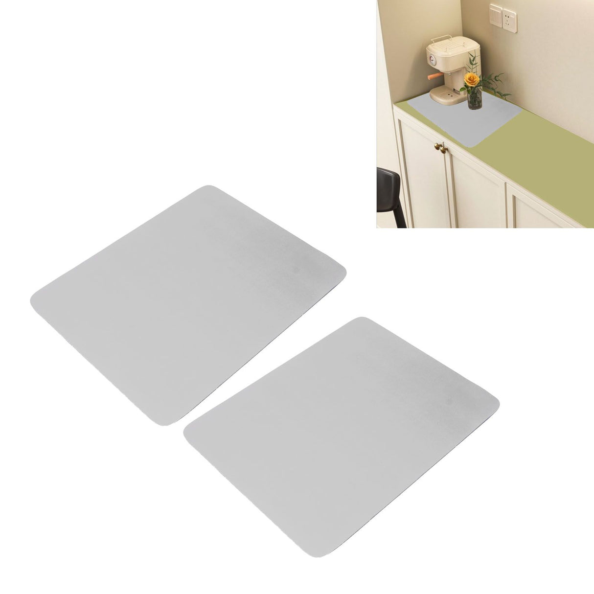 2Pcs Coffee Mat Drying Pad Super Absorbent Prevent Slip Shock Absorption Easy to Clean Coffee Bar Mat for Countertops Coffee Machine Light Gray 40x50cm / 15.7x19.7in