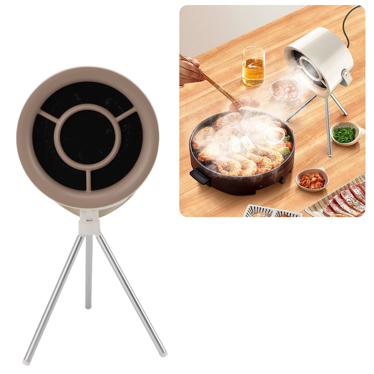 Portable Range Hood 5V White Detachable Strong Adsorption 3 Adjustable Speed Desktop Range Hood for Hot Pot