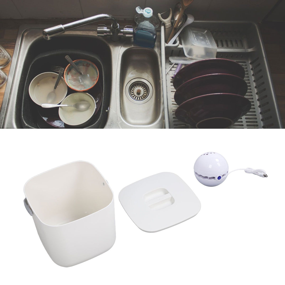 Mini Sink Dishwasher Portable Auto Shutdown Efficient USB Dish Washing Machine for Home Kitchen White Bucket