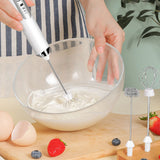 Electric Egg Frother Multifunctional Cordless Handheld Milk Frother for Household Kitchen Baking Coffee White