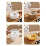 Electric Egg Frother Multifunctional Cordless Handheld Milk Frother for Household Kitchen Baking Coffee White - Low Angle