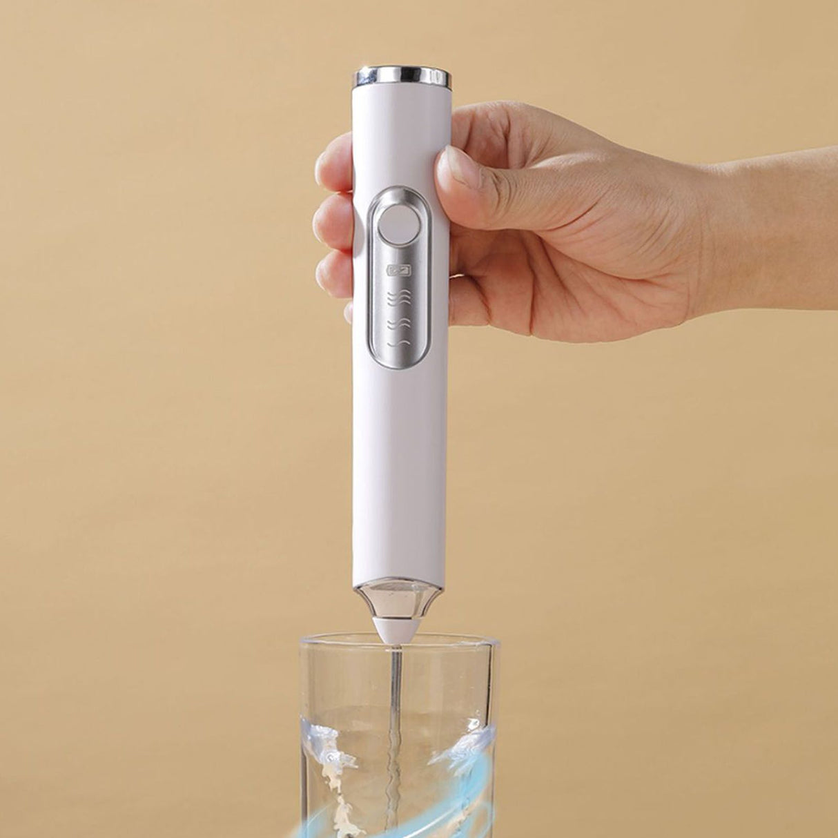 Electric Egg Frother Multifunctional Cordless Handheld Milk Frother for Household Kitchen Baking Coffee White