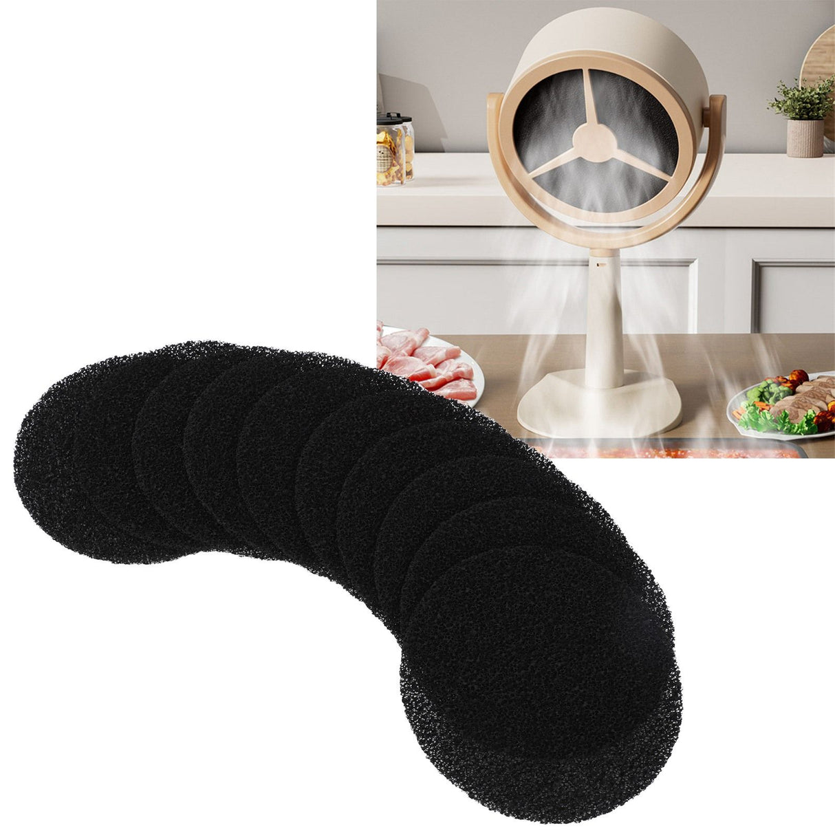 10pcs Mini Desktop Range Hood Filter Sponge Kitchen Range Hood Activated Carbon Filter Sponge Pad