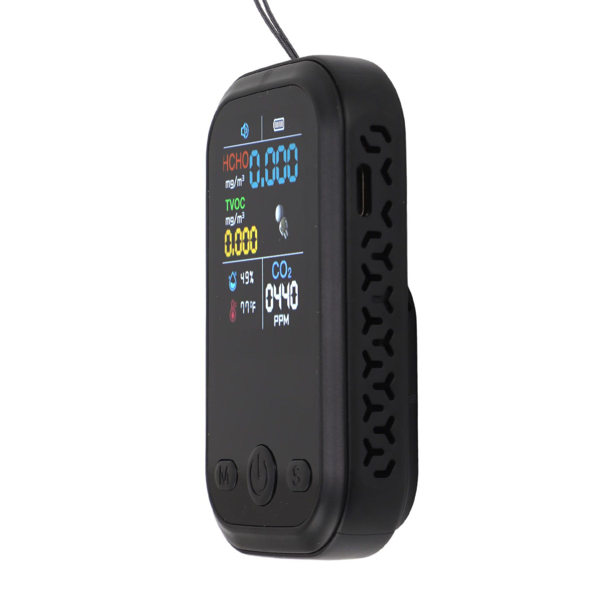 5 in 1 Air Quality Monitor Multifunctional Smart Portable CO2 Humidity Temperature Detector for Indoor Home Black