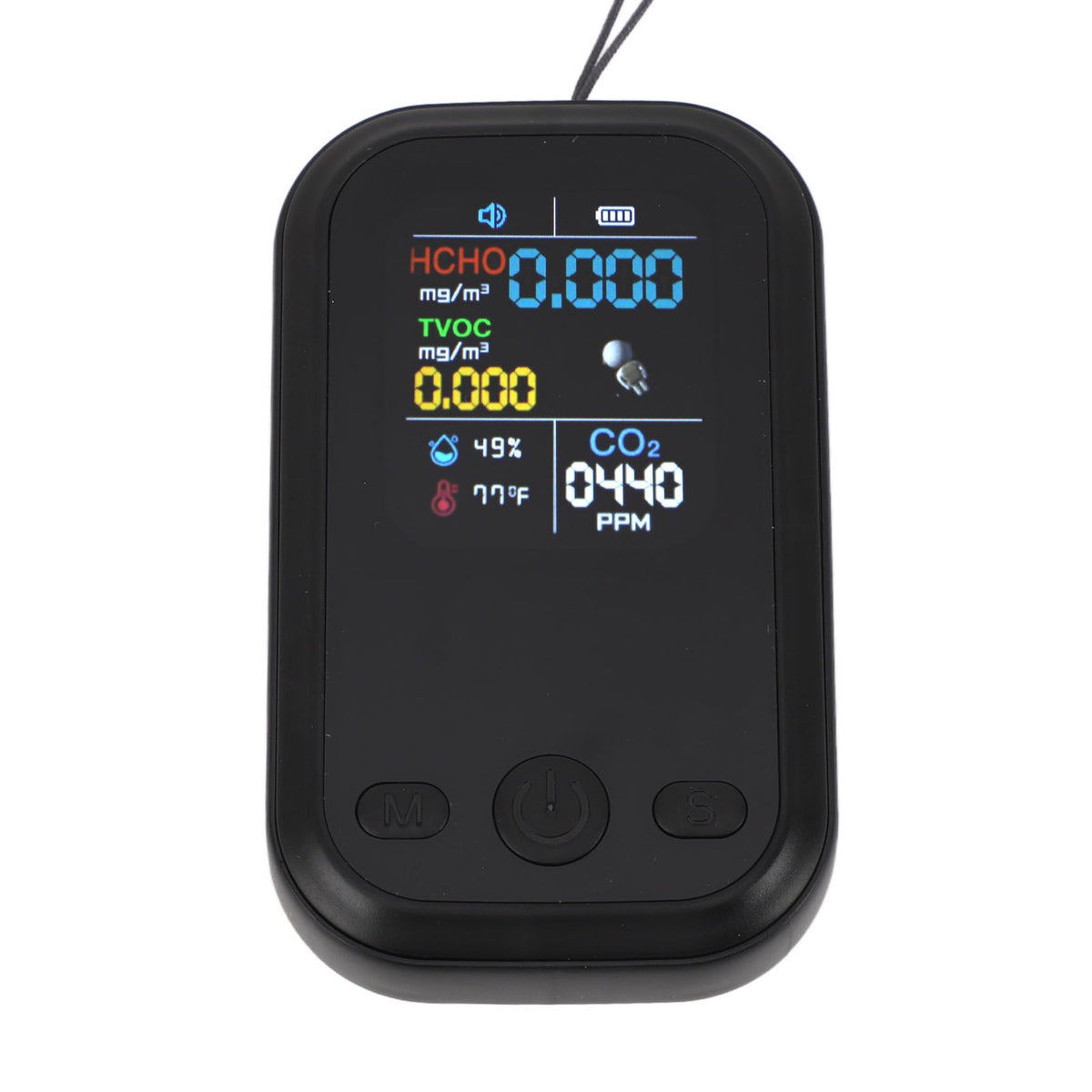 5 in 1 Air Quality Monitor Multifunctional Smart Portable CO2 Humidity Temperature Detector for Indoor Home Black