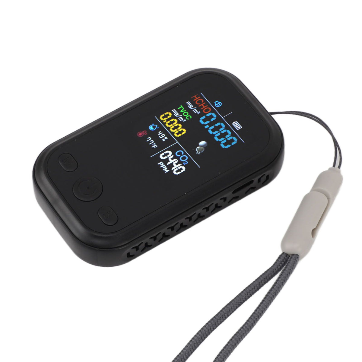 5 in 1 Air Quality Monitor Multifunctional Smart Portable CO2 Humidity Temperature Detector for Indoor Home Black