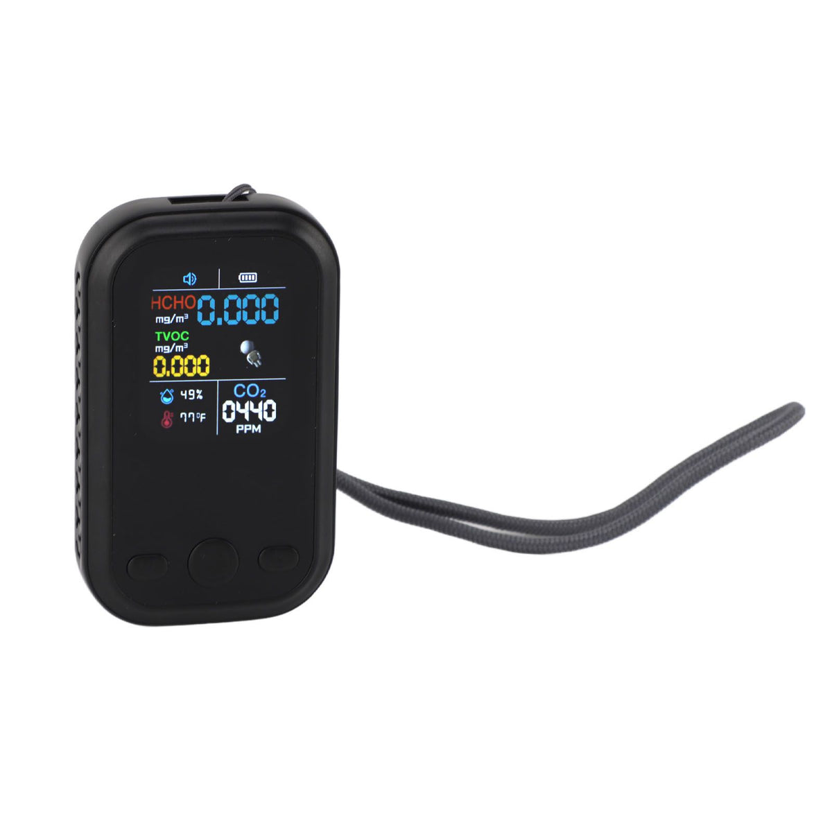 5 in 1 Air Quality Monitor Multifunctional Smart Portable CO2 Humidity Temperature Detector for Indoor Home Black