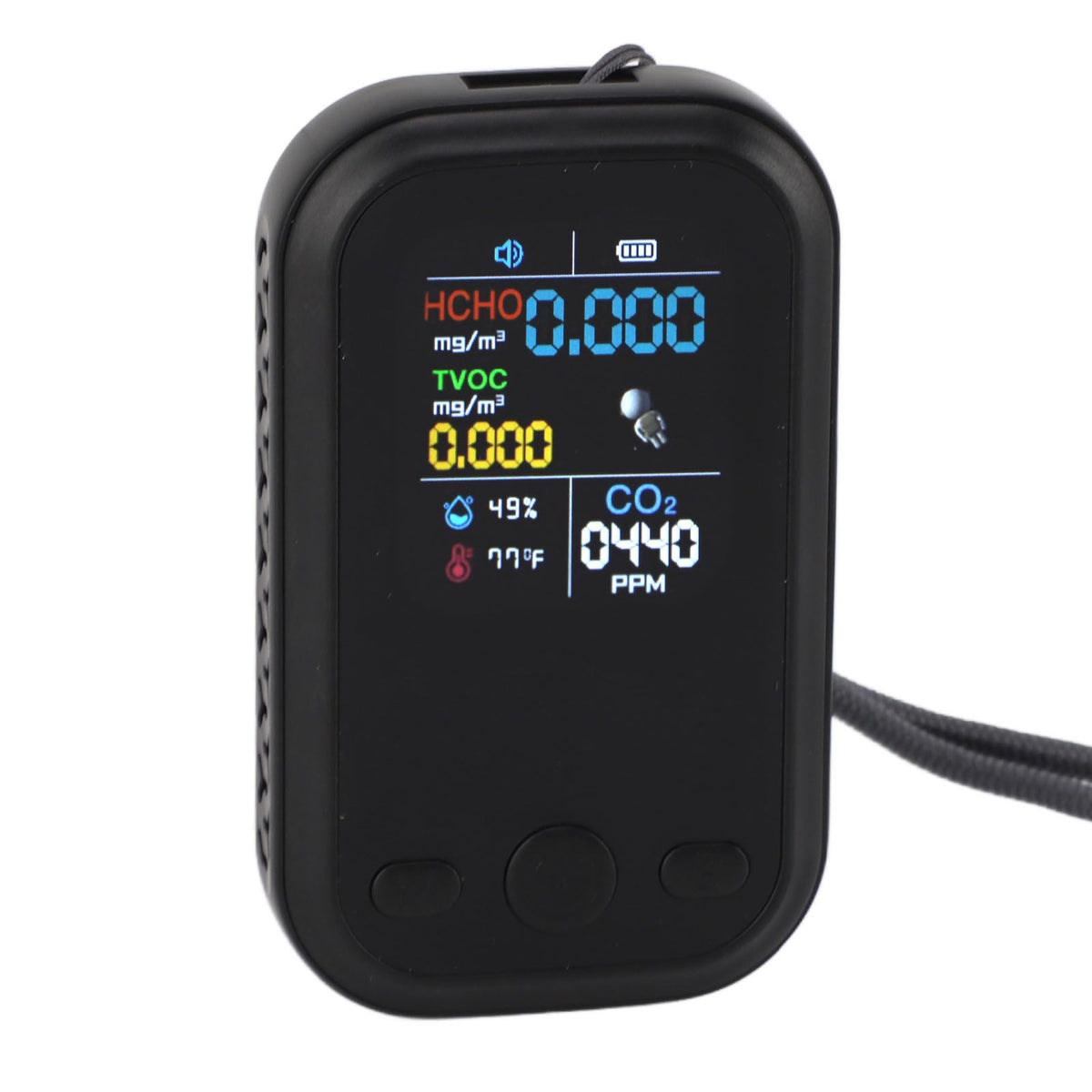 5 in 1 Air Quality Monitor Multifunctional Smart Portable CO2 Humidity Temperature Detector for Indoor Home Black