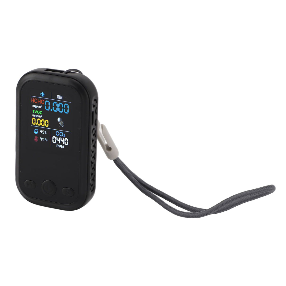 5 in 1 Air Quality Monitor Multifunctional Smart Portable CO2 Humidity Temperature Detector for Indoor Home Black