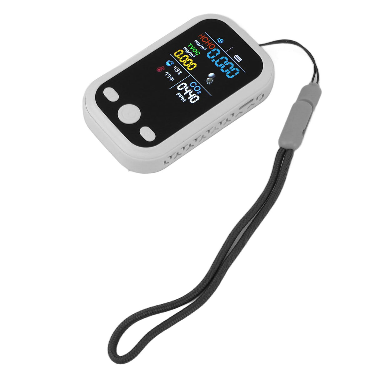 5 in 1 Air Quality Monitor Multifunctional Smart Portable CO2 Humidity Temperature Detector for Indoor Home White