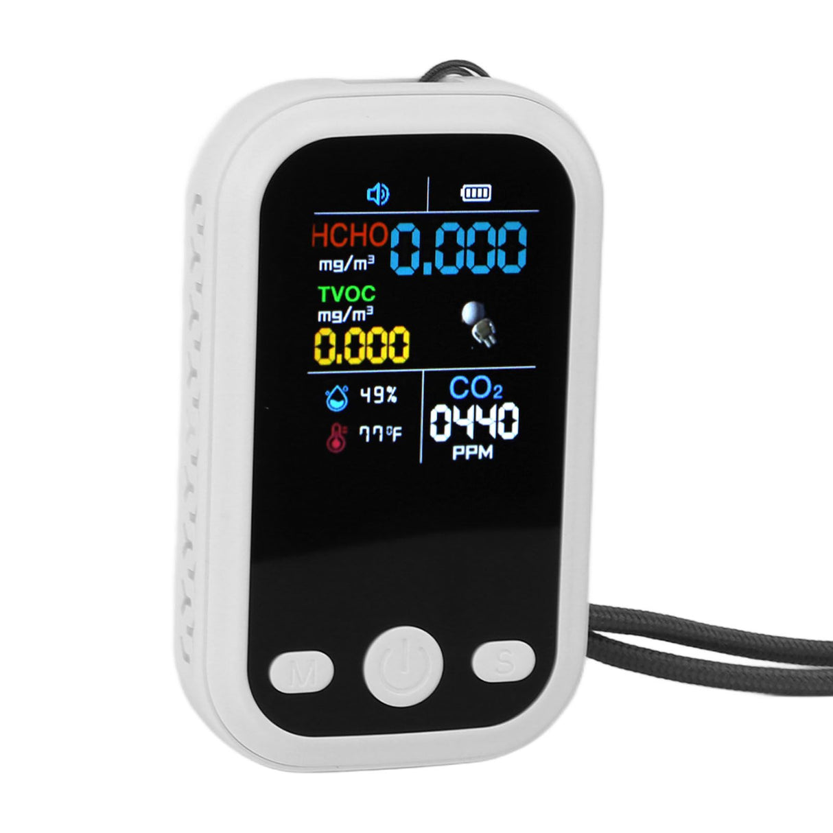 5 in 1 Air Quality Monitor Multifunctional Smart Portable CO2 Humidity Temperature Detector for Indoor Home White