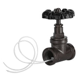 1/2in Vintage Steampunk Lamp Valve Black Valve Iron Table Lamp White Wire Stop Valve - Front View