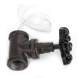 1/2in Vintage Steampunk Lamp Valve Black Valve Iron Table Lamp White Wire Stop Valve - Top-Down View