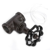 1/2in Vintage Steampunk Lamp Valve Black Valve Iron Table Lamp White Wire Stop Valve - Low Angle