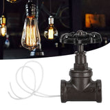 1/2in Vintage Steampunk Lamp Valve Black Valve Iron Table Lamp White Wire Stop Valve
