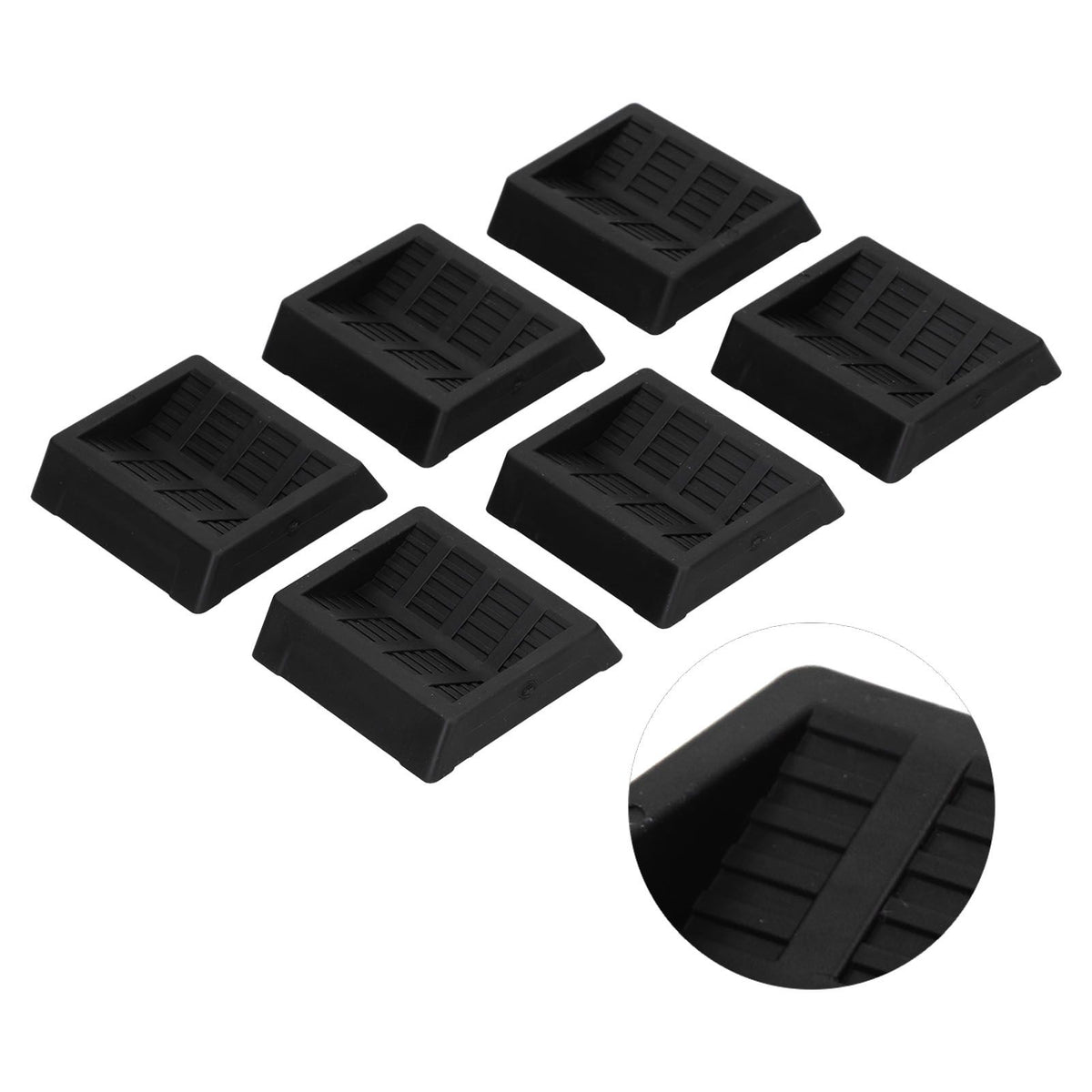 6PCS Furniture Cups Bed Stoppers Rubber Caster Cups Furniture Coasters for Bed Chair Cabinet Sofa Closet Black