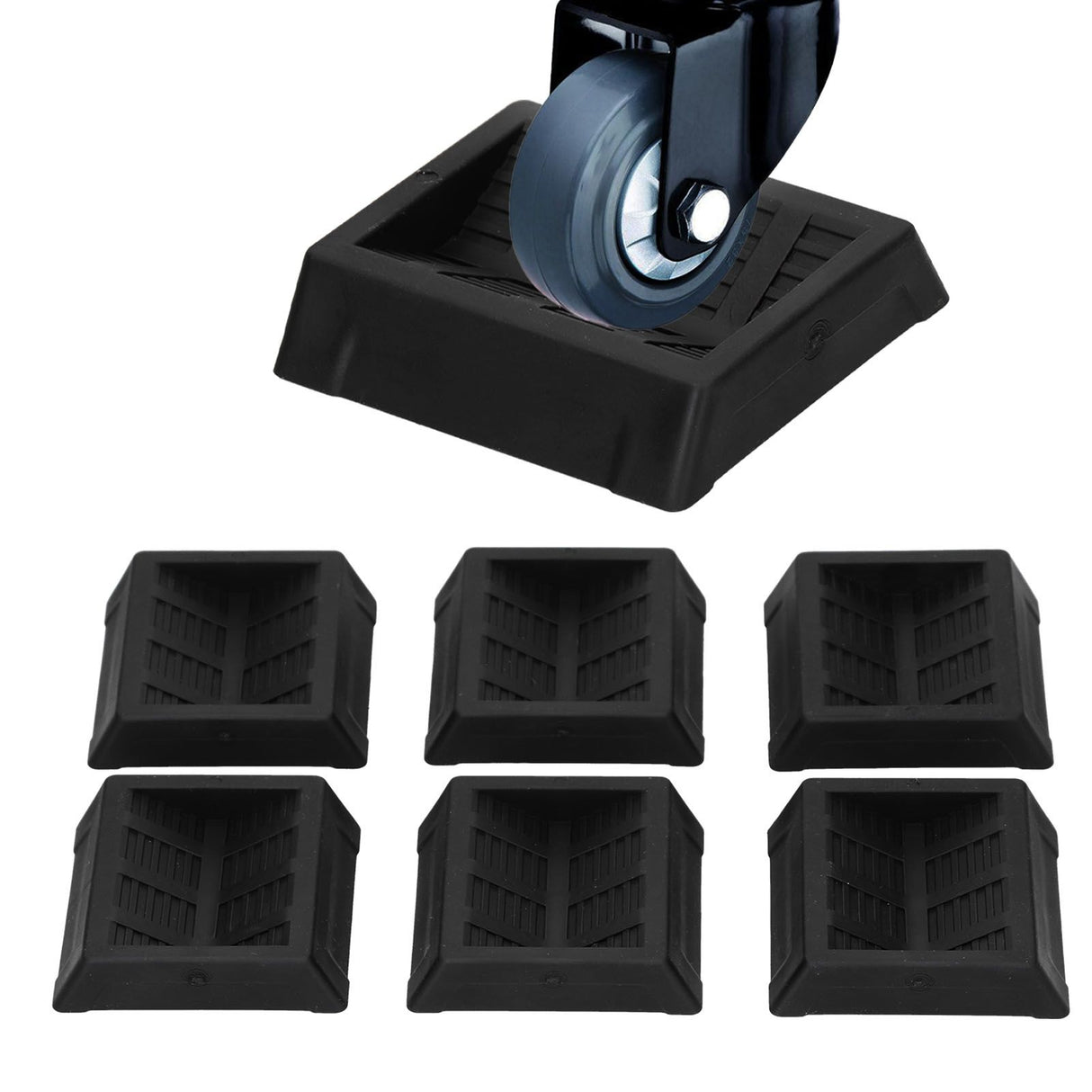6PCS Furniture Cups Bed Stoppers Rubber Caster Cups Furniture Coasters for Bed Chair Cabinet Sofa Closet Black