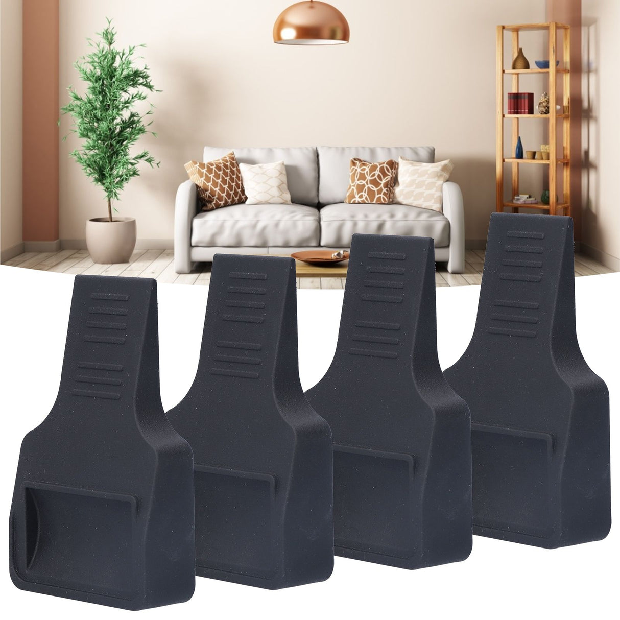 4Pcs Wheel Stoppers U Shaped Wheels Caster Cups Accessory for Sofas Beds Chairs Furnitures Black