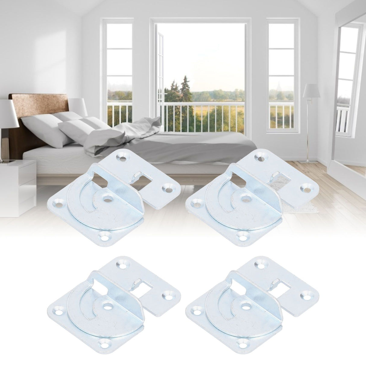 4PCS Bed Rail Bracket Heavy Duty Stainless Steel Bed Rail Fittings for Bed Frame Footrest
