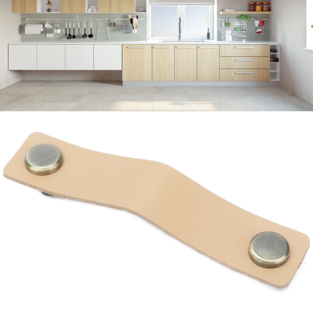 PU Leather Drawer Pulls Anticollision Wear Resistant European Exquisite Modern Simple Cabinet HandleLight Brown
