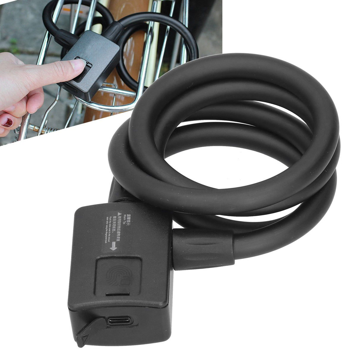 3.7V Electric Bike Lock Bluetooth Fingerprint Bike Lock with Waterproof and Dustproof Anti Theft for Cycling