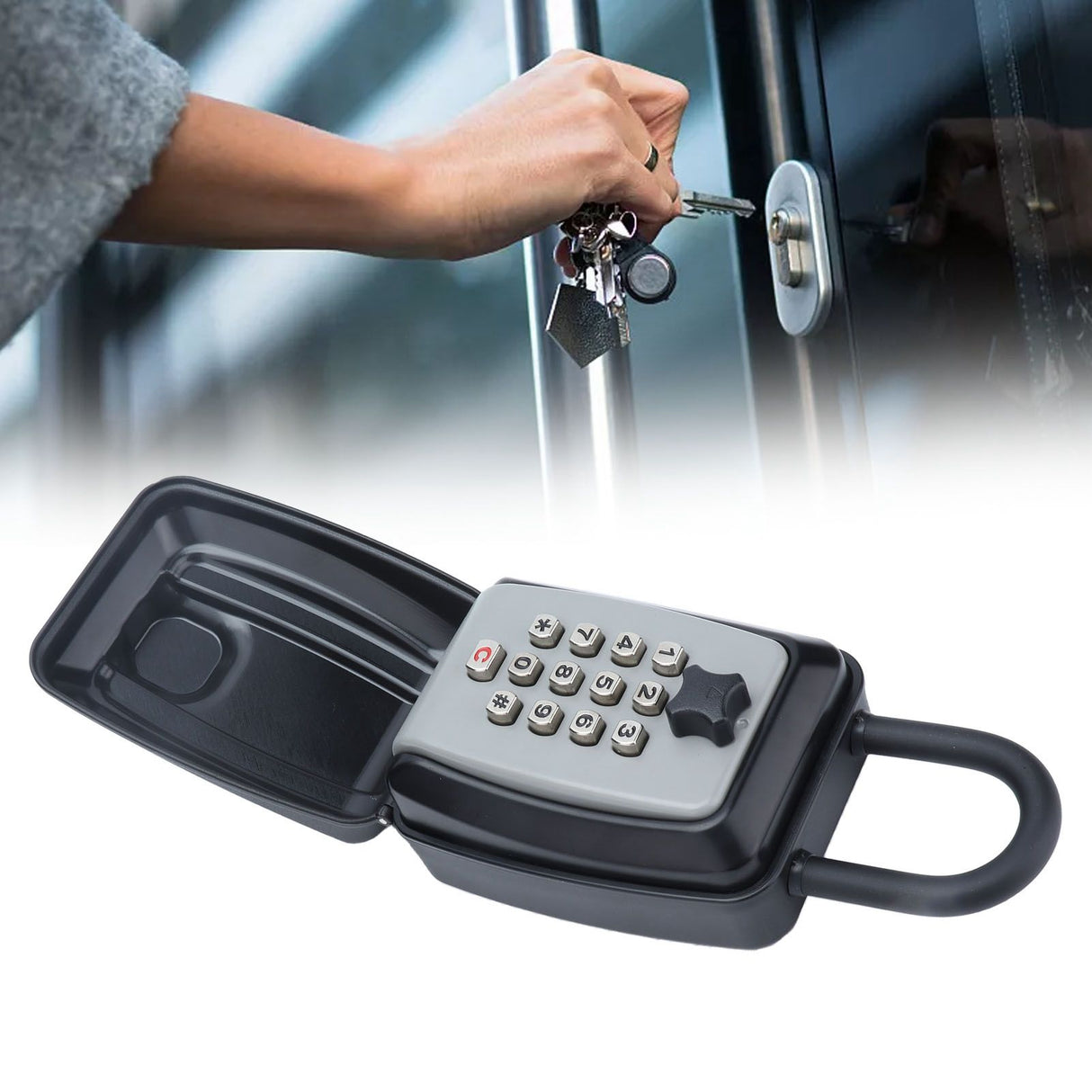 Key Locks Storage Box Large Capacity Safe 4 Digit Combination Wall Mounted Alloy Password Lock